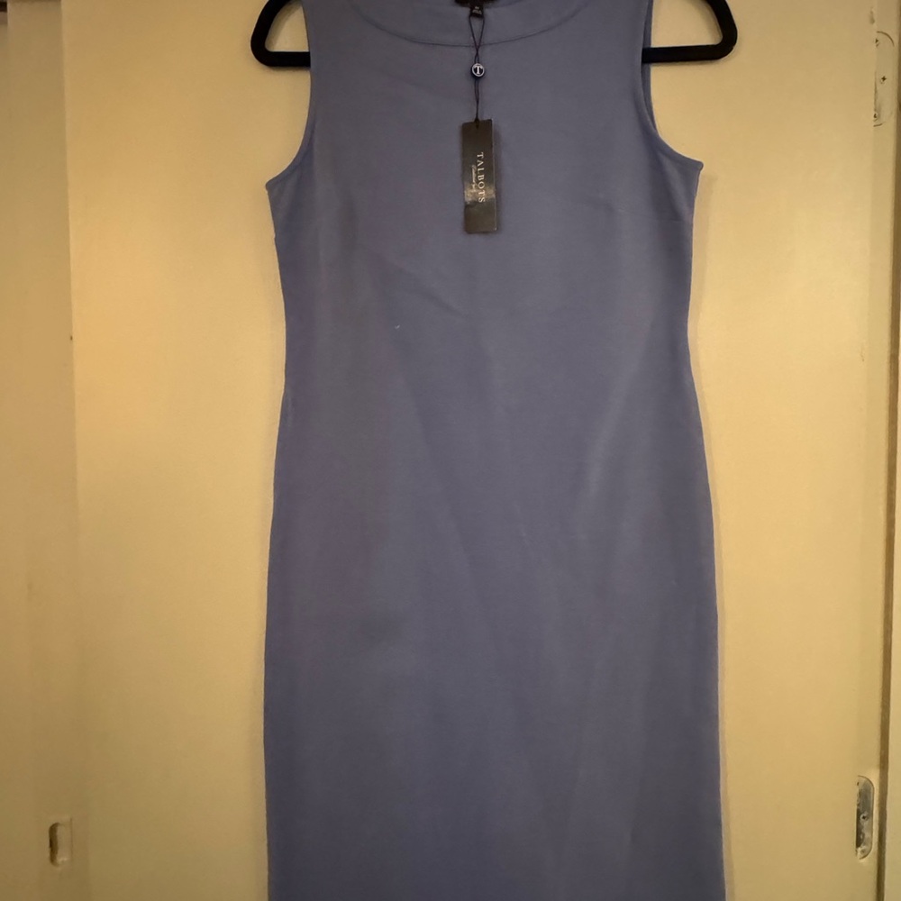 Talbots peri winkle Purple/blue Sheath Midi Dress Crew Neck Sleeveless